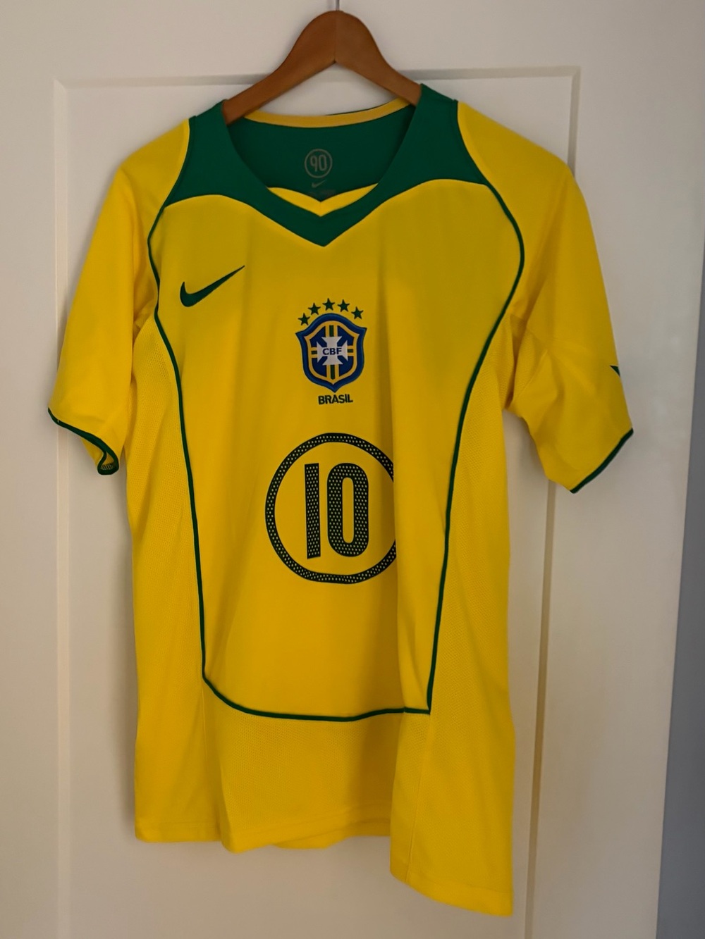 Nike Kids Yellow & Green Brazil Soccer Jersey with Number 10